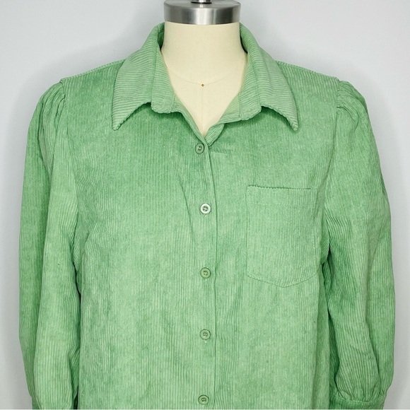 PrettyLittleThing Green Cord Shirt Dress- NWT- Size 6 - Picture 6 of 13